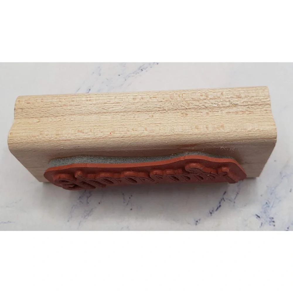 Hooray! Cursive Script Wood Mounted Rubber Border Stamp